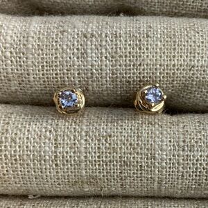 Gold and Blue Stud Earrings